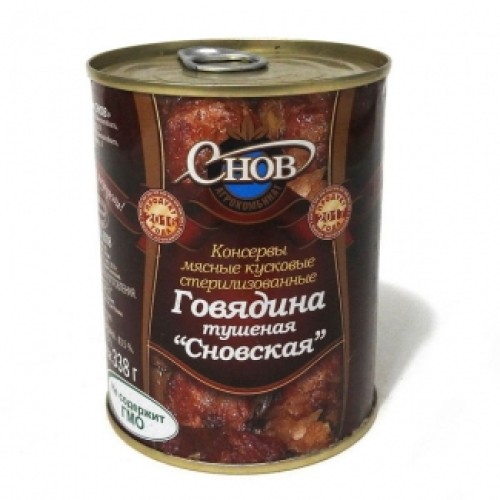 Бұқтырылған сиыр еті «Сновская» 338гр. – Павлодарда сатып алу | Сновская