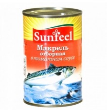 Томат соусындағы сұрыпталған макрель 425г