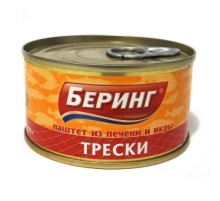 Треска бауыры мен уылдырығынан жасалған паштет 125гр «Беринг» Треска бауыры мен уылдырығынан жасалған паштет 125гр «Беринг»