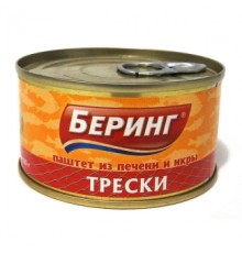 Треска бауыры мен уылдырығынан жасалған паштет 125гр «Беринг»