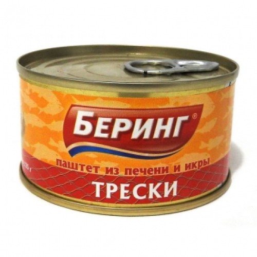Треска бауыры мен уылдырығынан жасалған паштет 125гр «Беринг» – Треска Шымкентте сатып алу | Беринг Треска бауыры мен уылдырығынан жасалған паштет 125гр «Беринг» – Астанада сатып алу | Беринг
