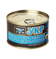 Минтай бауыры мен уылдырығы Деликатес ассорти «Аквафиш-УКР» Минтай бауыры мен уылдырығы Деликатес ассорти «Аквафиш-УКР»