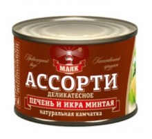 Минтай бауыры мен уылдырығы Деликатес ассорти  Минтай бауыры мен уылдырығы Деликатес ассорти