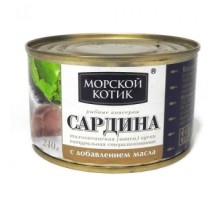 Май қосылған табиғи тынық мұхит сардинасы (иваси) «Морской Котик»