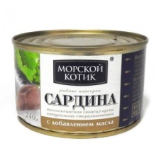 Май қосылған табиғи тынық мұхит сардинасы (иваси) «Морской Котик»