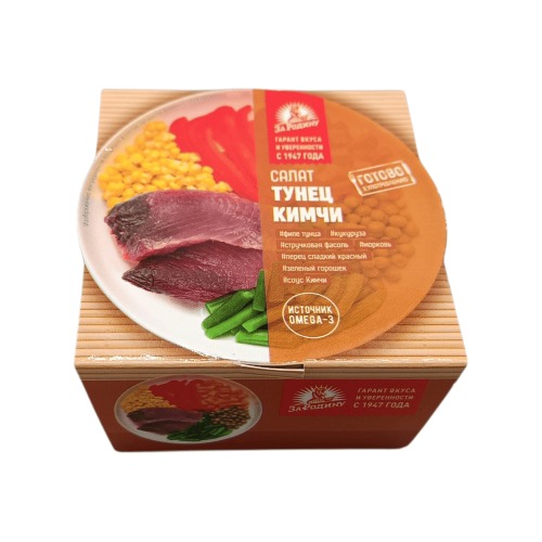 Салат из тунца с соусом кимчи в пластиковой упаковке 160 г, бренд "За Родину".