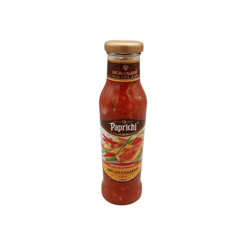 Ярко-красный кисло-сладкий соус Папричи в стеклянной банке 320г. Отличный выбор для блюд китайской кухни в Алматы!