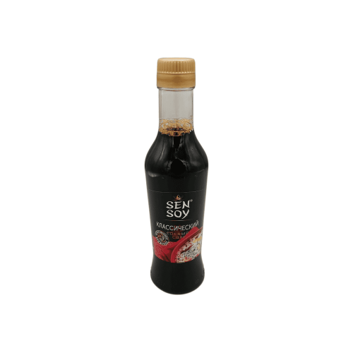 Бутылка соевого соуса SEN SOY Classic 250г, идеально для азиатской кухни в Алматы.