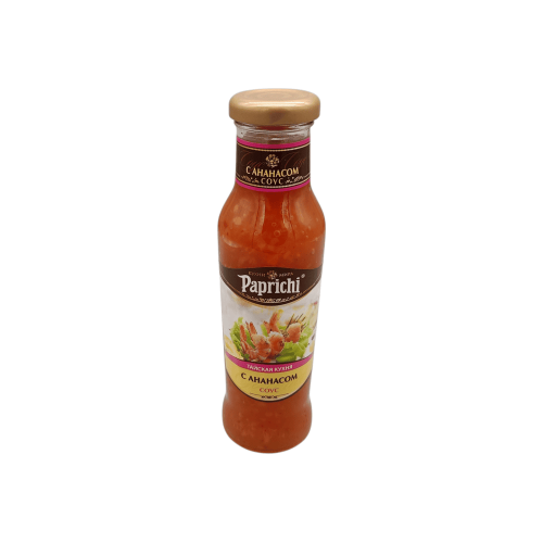 Соус "Папричи" с ананасом, тайская кухня, 300 гр. Яркая этикетка с ананасами. Доставка по Алматы!