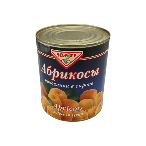 Абрикосы в сиропе Delcoff, половинки, банка 820г, идеальный десерт для Алматы.