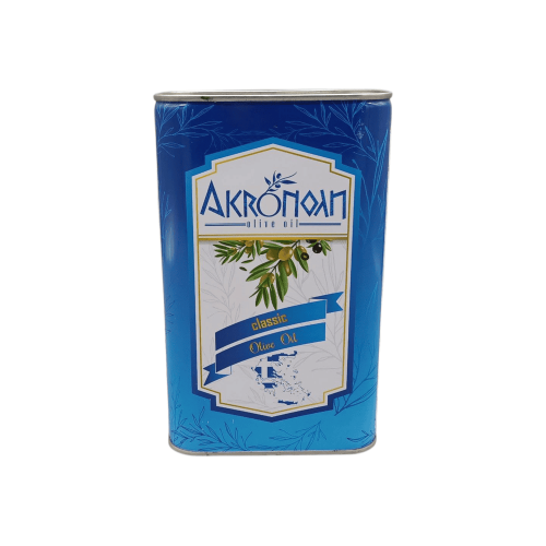 Жестяная банка 1 л греческого рафинированного оливкового масла "Акрополь" для жарки.