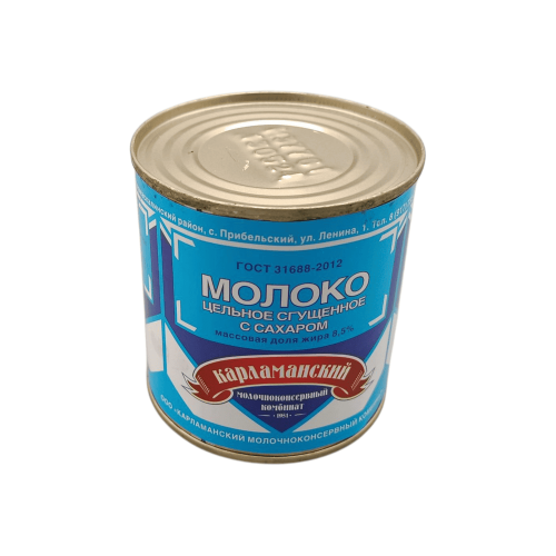 Банка сгущенного молока цельного с сахаром 8.5% "Карламанский"