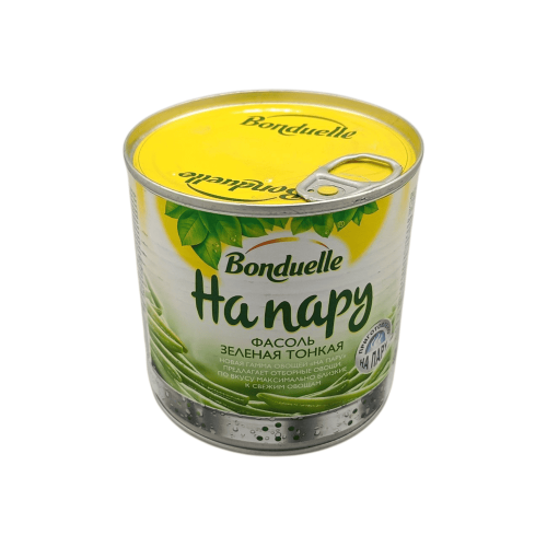 Упаковка тонкой зеленой фасоли Bonduelle "На пару" весом 295г.