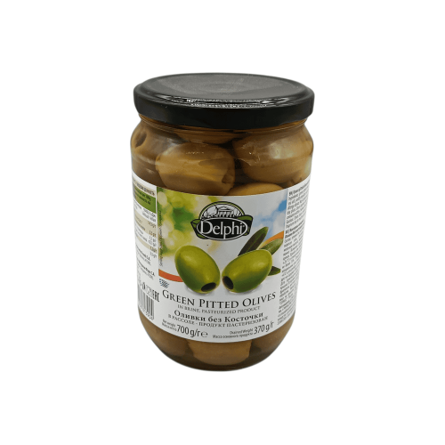 Оливки без кости DELPHI в стеклянной банке 700г, в рассоле. Греческие оливки для вашего стола в Алматы!