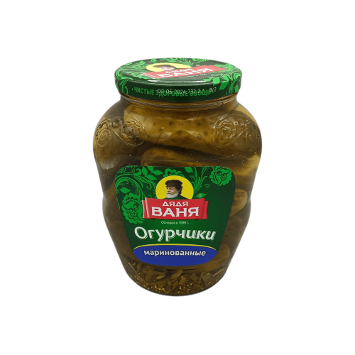 Маринованные огурцы "Дядя Ваня" в большой банке 1800г, готовые к употреблению. Идеально для Алматы.