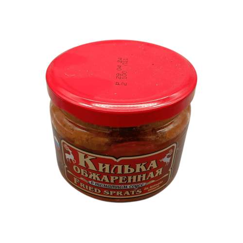 Обжаренная килька в томатном соусе в жестяной банке, 260г.