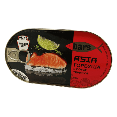 Горбуша в соусе Терияки 175г от Барс: готовое блюдо в удобной упаковке.