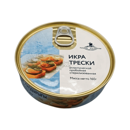 Натуральная икра трески пробойная атлантическая NORD PILGRIM, 160 г, Алматы, Казахстан.