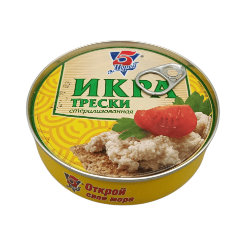 Икра трески стерилизованная 160 г "5 морей" - аппетитное угощение из Алматы.