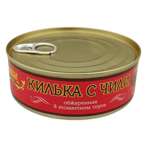 Килька черноморская обжаренная с чили в томатном соусе "Пролив" 240 г. – аппетитная закуска для Алматы.