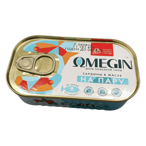 Консервированные сардины на пару в масле, Omegin, 175 г, богаты омега-