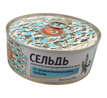 Премиум сельдь, бланшиланған Жерорта теңізі шөптерімен 240 г | Дәстүрді сақтаңыз