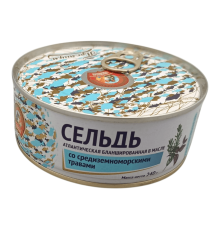 Сельдь Премиум бланшированная со средиземноморскими травами 240 г | Сохрани Традиции