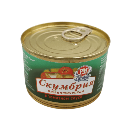 Консервированная скумбрия атлантическая в томатном соусе, 250 г от бренда Рыбное меню.