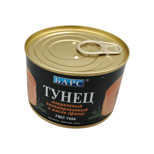 Натуральный тунец макрелевый кусками "Барс" 250г в Алматы.