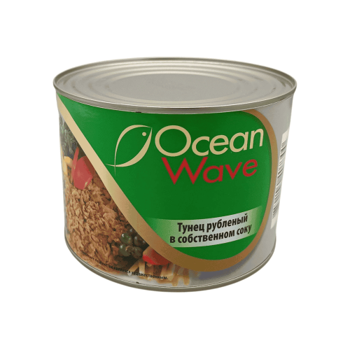 Консервированный рубленый тунец в собственном соку, 185 г, бренд Ocean Wave.