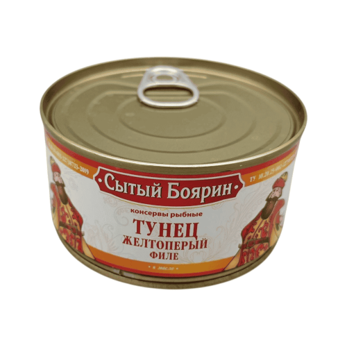 Филе желтоперого тунца 240 г от бренда 'Сытый Боярин' в вакуумной упаковке.